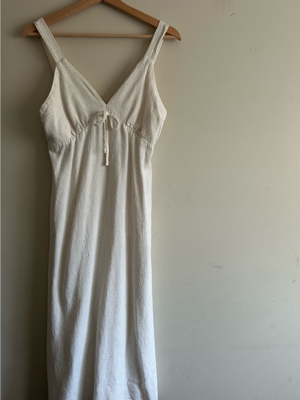 Off White Linen Midi Dress